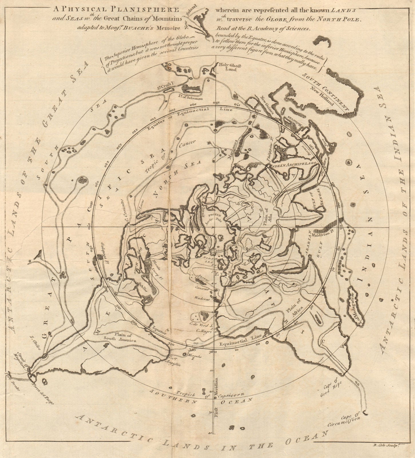First Planisphere A physical planisphere wherein are represented all the known lands COLE ...