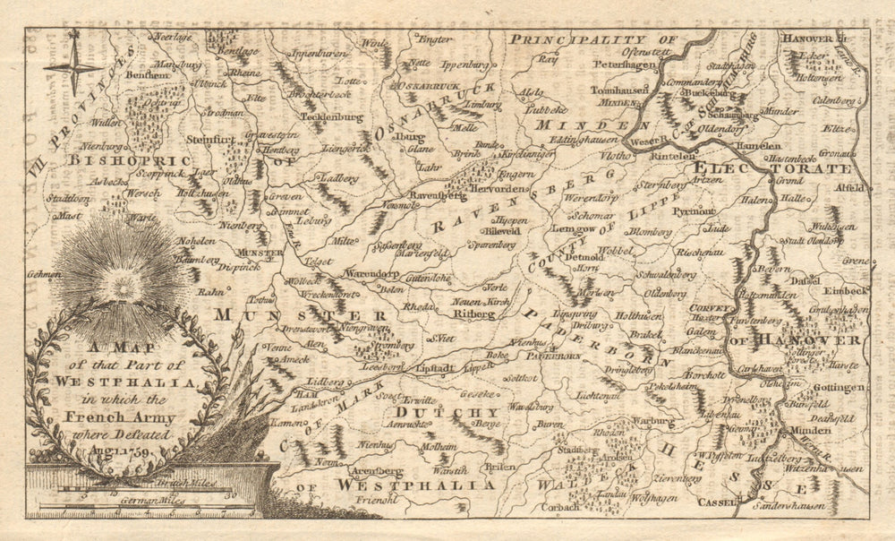 A map of that part of Westphalia… Kassel Munster Hanover. GENTS MAG 1759
