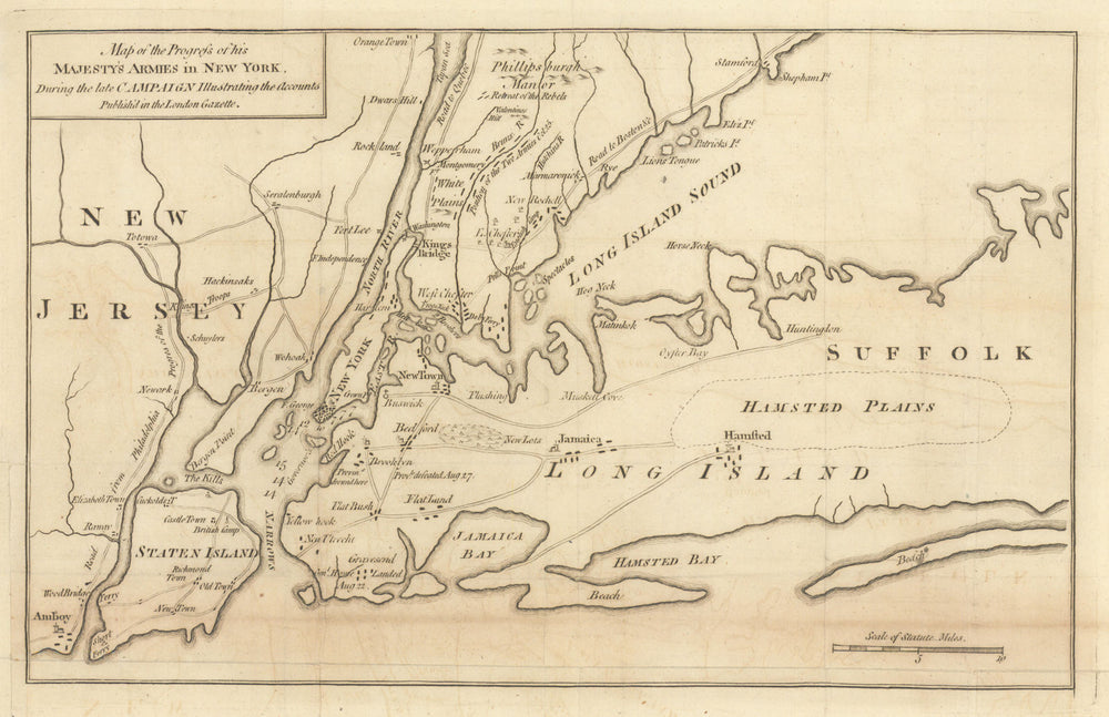 Map of the progress of His Majesty's armies in New York. GENTS MAG 1776