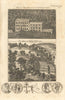 Wells House, Malvern Wells, where Elgar taught music. Roman coins 1791 print