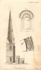 Threekingham Church, Lincolnshire. Saxon arch 1791 old antique print picture