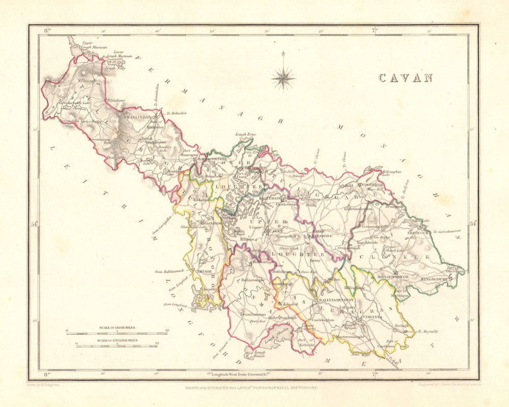 COUNTY CAVAN antique map for LEWIS by DOWER & CREIGHTON. Ireland 1846 old