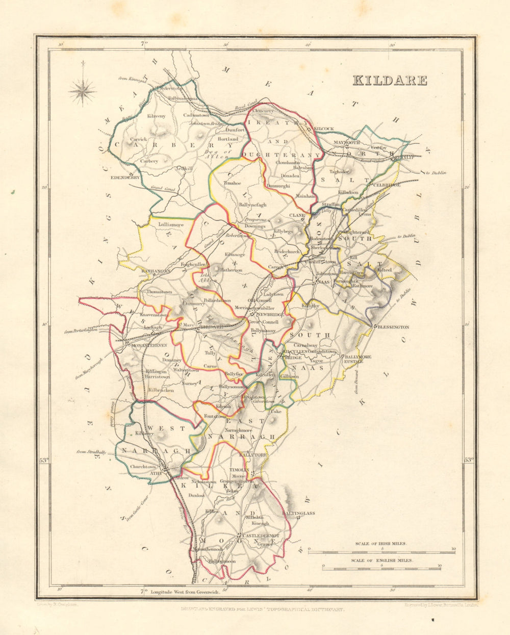 COUNTY KILDARE antique map for LEWIS by DOWER & CREIGHTON. Ireland 1846