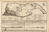 Gorée island plan. Cap-Vert from sea. Île de Goree Dakar Senegal BASIRE 1745 map