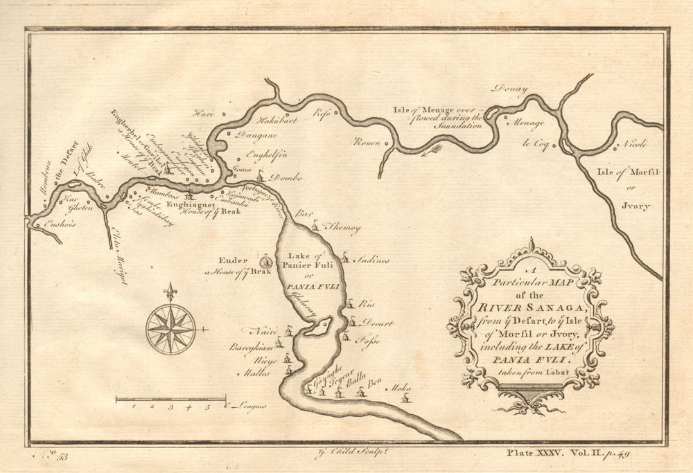 River Sanaga (Senegal) from ye desart to… Morfil. Lac Guiers. CHILD 1745 map