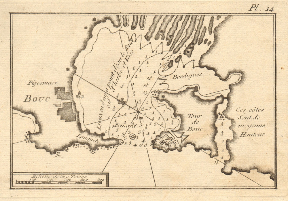 Bouc. Plan of Port-de-Bouc. Bouches-du-Rhône, France. ROUX 1804 old map