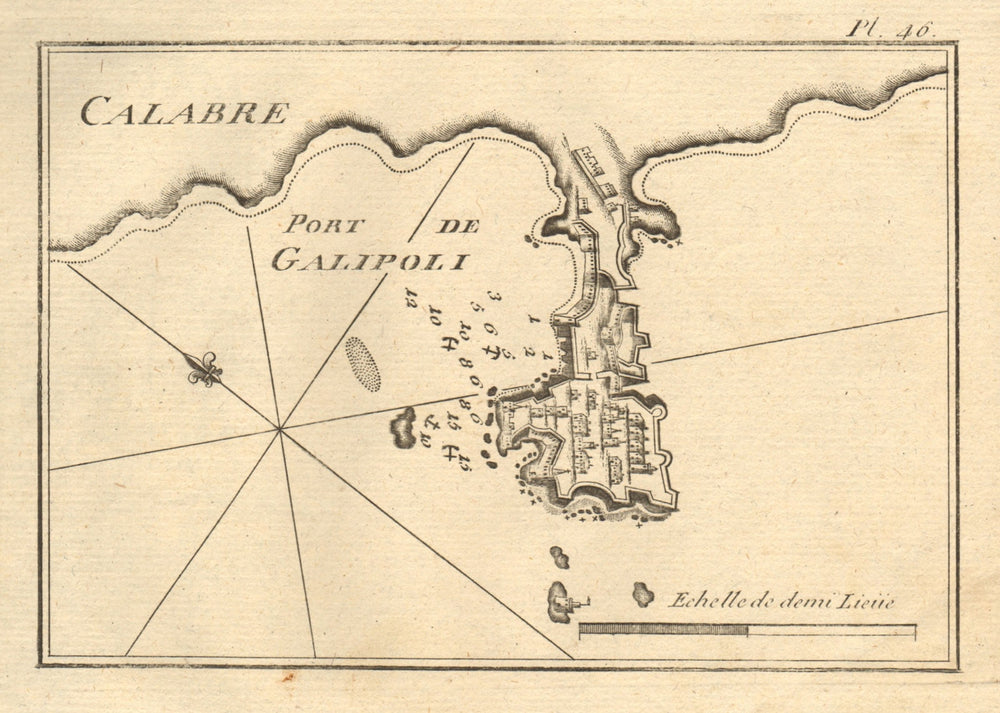 Port de Galipoli (Calabrie). City & Port of Gallipoli. Lecce Italy ROUX 1804 map