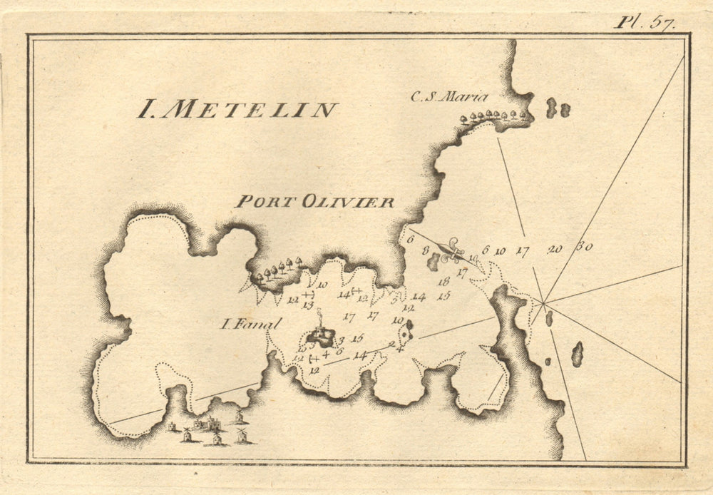 Port Olivier, Metelin. Gulf of Gera, Mytilene/Lesbos/Lesvos Greece ROUX 1804 map