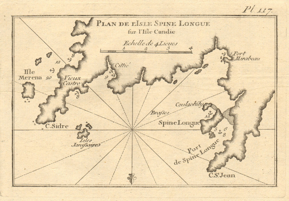 Isle Spine Longue… Candie. Spinalonga Mirabello Elounda Crete. ROUX 1804 map