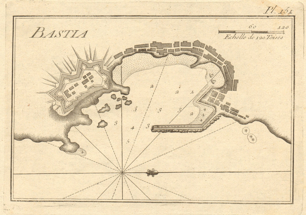 Plan of the port of Bastia. Corsica, France. ROUX 1804 old antique map chart