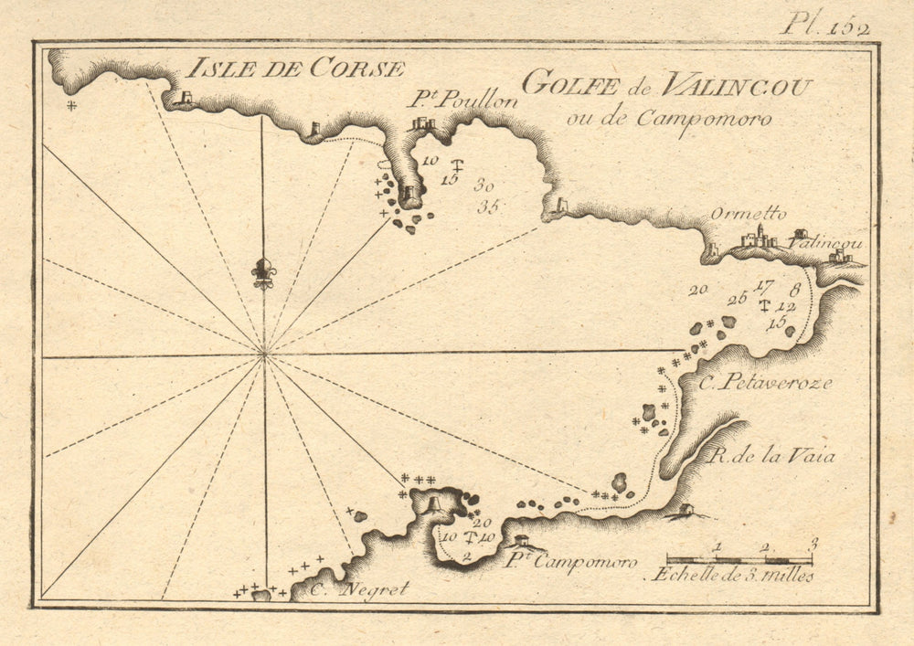 Isle de Corse. Golfe de Valincou. Valinco Gulf, Corsica. Propriano ROUX 1804 map