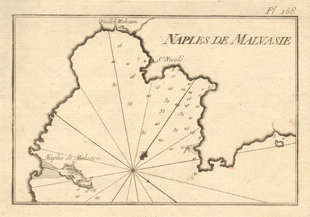 Naples de Malvasie. Monemvasia (Napoli de Malvasia). Greece. ROUX 1804 old map
