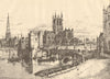 MEDIEVAL LONDON. View of Aldgate from the east 1923 old antique print picture