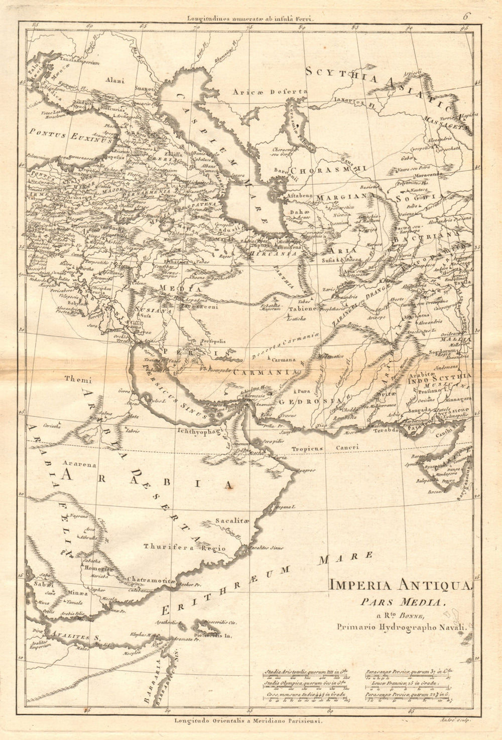 Imperia Antiqua, pars Media. Empire of Alexander the Great. BONNE 1787 old map