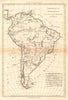 Amerique Meridionale. Antique map of South America. BONNE 1787 old