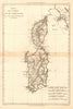 Isles de Corse et de Sardaigne. Corsica and Sardinia. BONNE 1787 old map