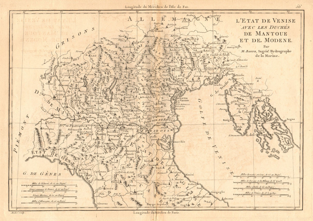 L’État de Venise, avec les Duchés de Mantoue et de Modene. Italy. BONNE 1787 map