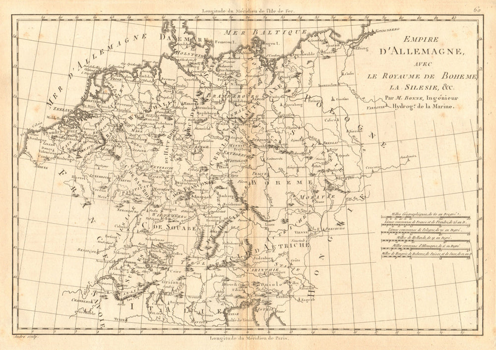Empire d'Allemagne avec le Royaume de Boheme, la Silesie. Germany BONNE 1787 map