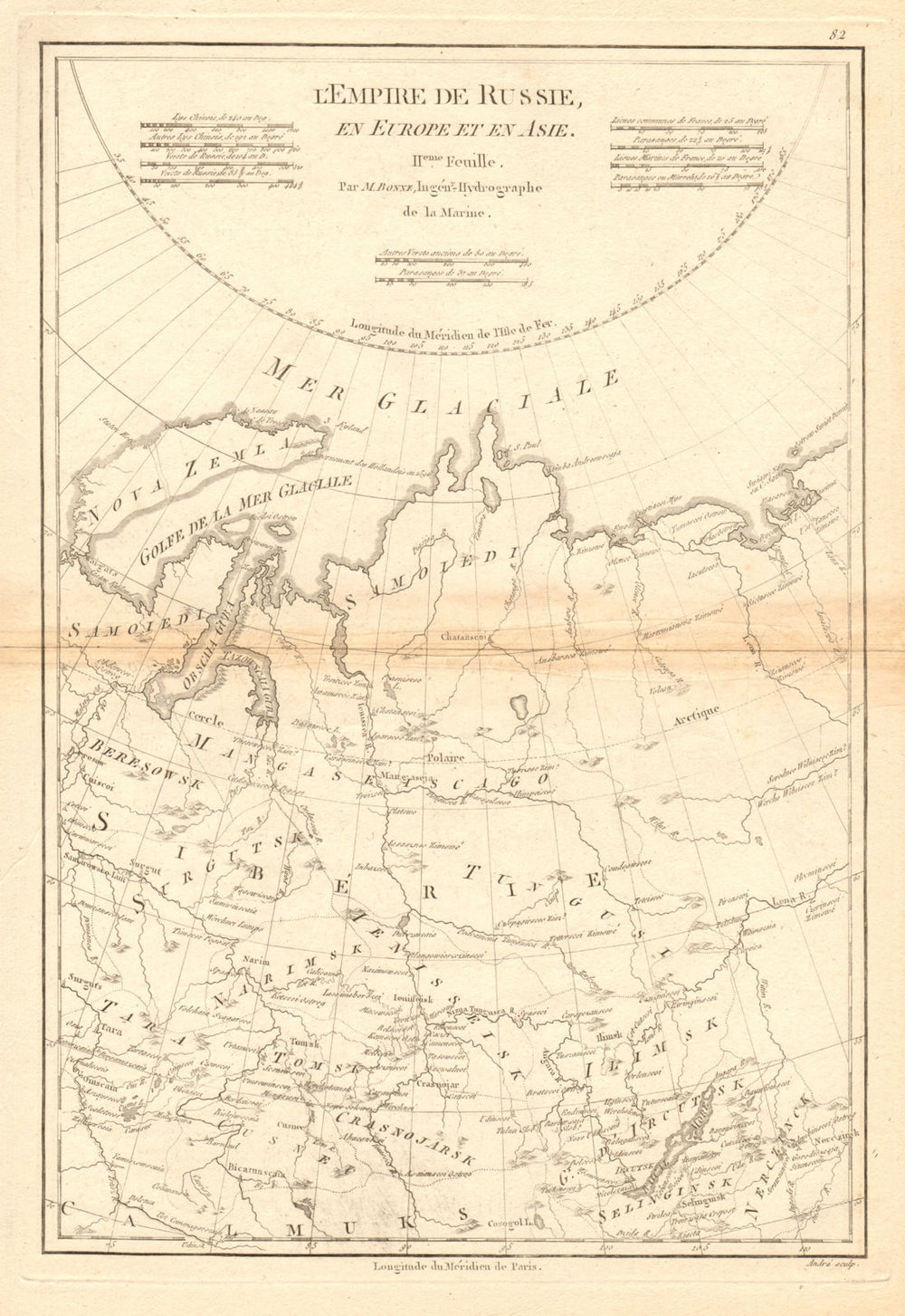 L’Empire de Russie en Europe et en Asie. 2nd sheet. Russia Centre BONNE 1788 map