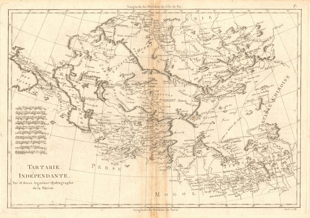 Tartarie Indipendante. Independent Tartary. Central Asia. BONNE 1788 old map