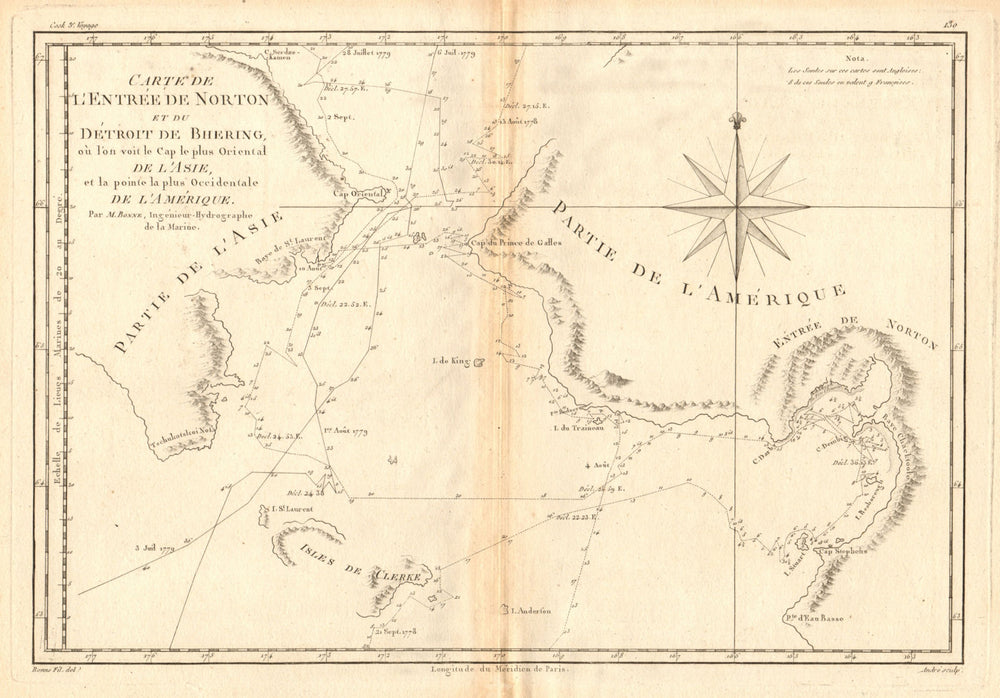 Entrée de Norton & Détroit de Bhering. Bering Strait Norton Sound BONNE 1788 map