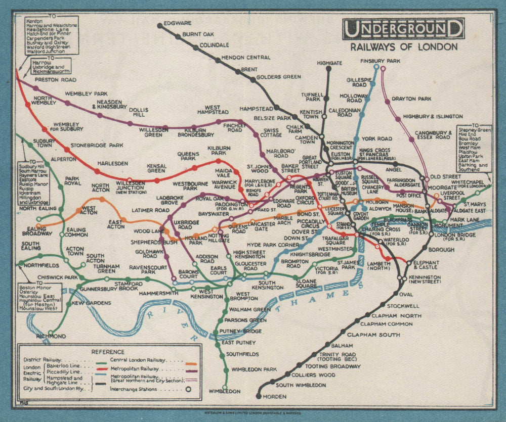 LONDON UNDERGROUND tube map plan diagram. Paper edition. STINGEMORE 1928