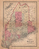 J. H. Colton's map of Maine 1864 old antique vintage plan chart