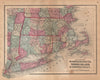 J. H. Colton's Massachusetts, Rhode Island and Connecticut 1864 old map