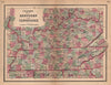 J. H. Colton's map of Kentucky and Tennessee 1864 old antique plan chart
