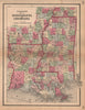 J. H. Colton's map of Mississippi and Louisiana 1864 old antique chart
