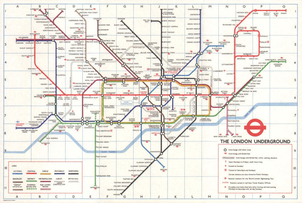 LONDON UNDERGROUND tube map plan. Jubilee line u/c Heathrow open GARBUTT #2 1978