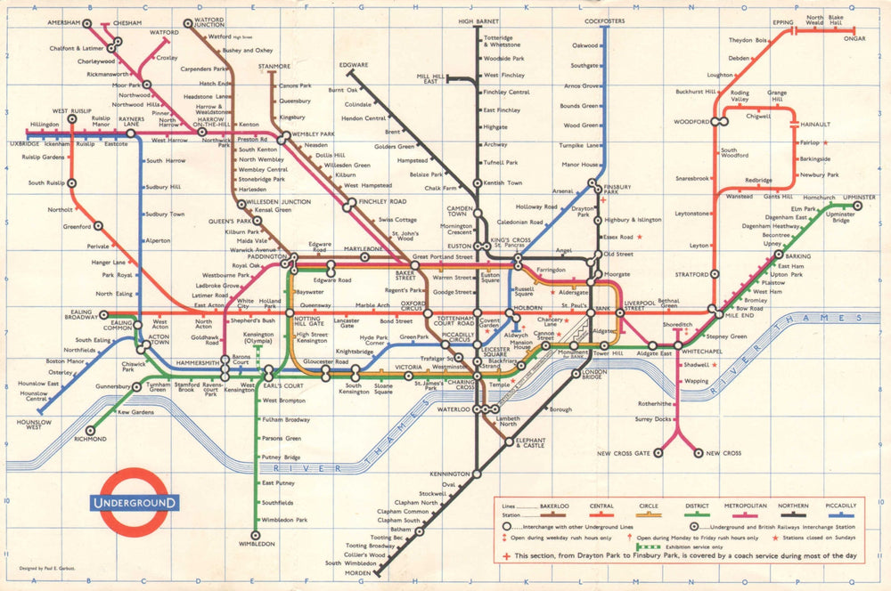 LONDON UNDERGROUND tube map plan. Northern line - Highbury branch. GARBUTT 1967