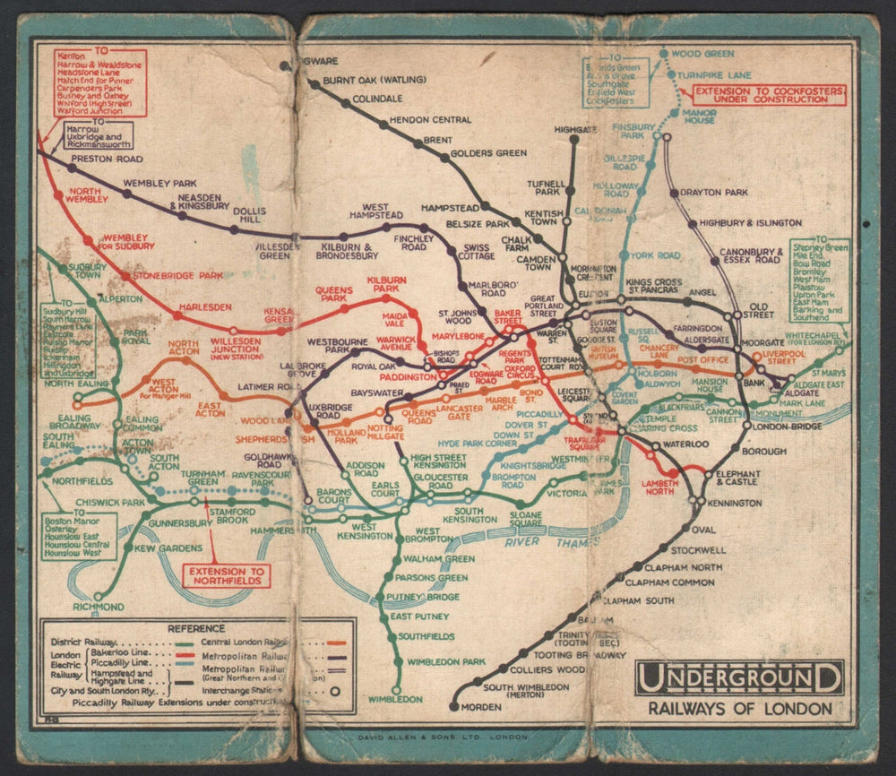 LONDON UNDERGROUND tube map diagram plan. Piccadilly extension. STINGEMORE 1930