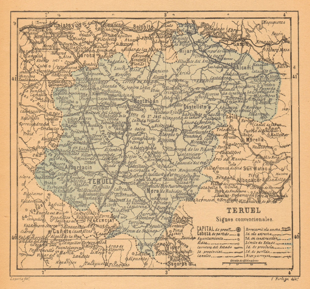 TERUEL. Aragon. Mapa antiguo de la provincia 1914 old antique plan chart