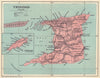 TRINIDAD. Vintage map. West Indies. Caribbean 1923 old antique plan chart
