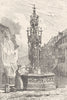 GERMANY. Well in Freiburg 1903 old antique vintage print picture