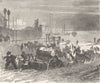 GERMANY. Shore of Rhine, Winter, Mainz 1903 old antique vintage print picture