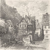 GERMANY. Street in Bacharach 1903 old antique vintage print picture