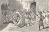 MOROCCO. Loading the camels 1882 old antique vintage print picture