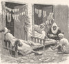 MOROCCO. Shoe shop, Fes 1882 old antique vintage print picture