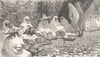 MOROCCO. The bread market at Fes 1882 old antique vintage print picture