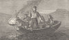 NORWAY. Salmon spearing by night. SMALL 1890 old antique vintage print picture