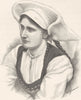 NORWAY. A Norse girl, Hardanger District. SMALL 1890 old antique print picture