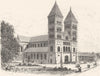 SWEDEN. Lund Cathedral 1890 old antique vintage print picture