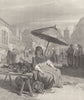 PORTRAITS. French market girl c1856 old antique vintage print picture