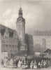 GERMANY. Town hall & market, Leipsig c1856 old antique vintage print picture