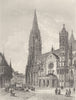 SWITZERLAND. Fribourg Cathedral c1856 old antique vintage print picture