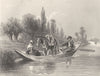 HORSES. The ferry c1856 old antique vintage print picture