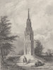 HERTS. Waltham Cross. As it was c 1300 1836 old antique vintage print picture