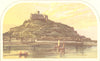 St. MICHAEL'S MOUNT , Cornwall (St. Aubyn, Baronet) 1891 old antique print